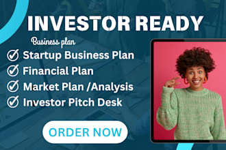 write investor ready business plan, proposal, pitch deck, financial plan model
