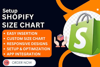 setup shopify store size chart kiwi mage bf smart csc smake panda printful app