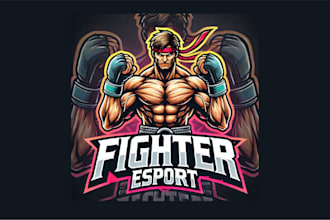 do modern fighter mascot logo with unlimited revisions