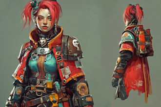 create warhammer 40k character caricature and friendship portrait