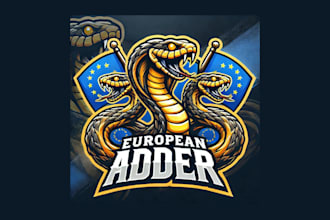 design unique european adder mascot logo for your company