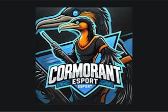 do awesome cormorant mascot logo with express delivery