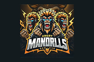 design modern angry mandrill mascot logo for your business