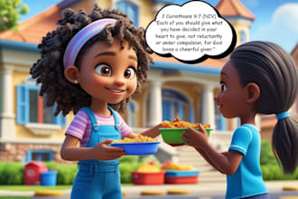 illustrate an awesome christian children story book illustration, christian book