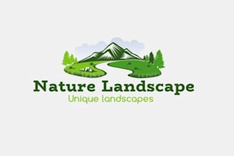 draw tree care,grass trimming, lawn care, landscape logo