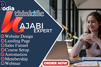 build stunning kajabi website,kajabi landing page, thinkific, podia sales funnel