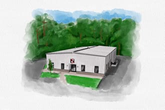 create  a freehand watercolor digital house