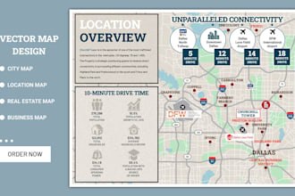 make a vector map showcasing real estate locational advantages