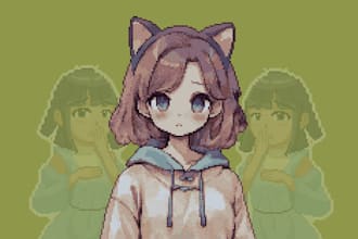 create 8 bit or 16 bit pixel art sprite for game, animated gif, game asset