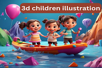 do 3d children book, story book illustration, picture book, watercolor kid story