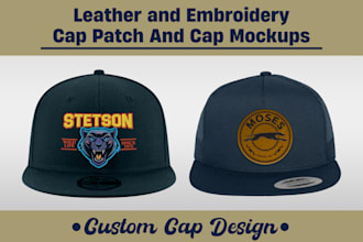 do leather and embroidery cap patch designs and mockups
