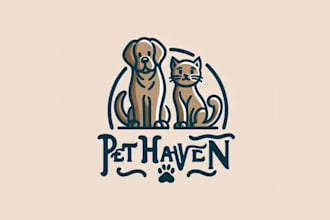 make pet, dog, cat or animal and veterinary clinic logo