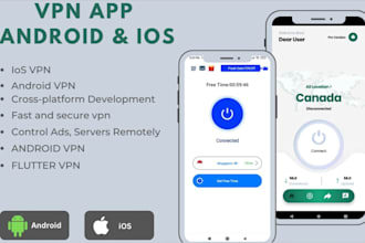 develop android and ios VPN app with ads and in app purchase