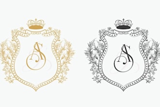 create wedding logo emblem or monogram design