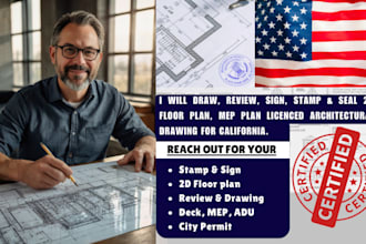review, sign and seal architectural plan, architectural stamp USA stamp pe stamp
