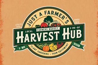 make vintage farmers market, plant nursery, store logo for your gardening
