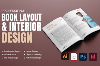 do book interior design digital, printable book typeset design pdf ebook layout