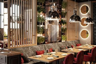 design restaurant interiors and exteriors on 3ds max