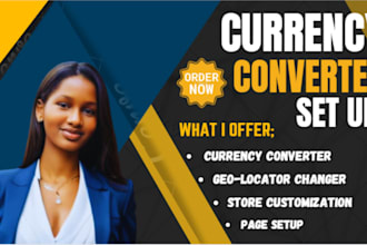 set up a currency converter enable location switching and resolve any bug issues