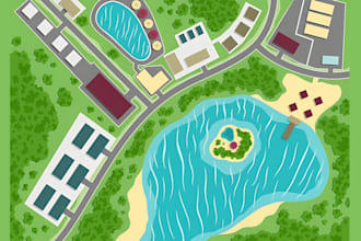 design a high quality custom map vector site plan and city illustration