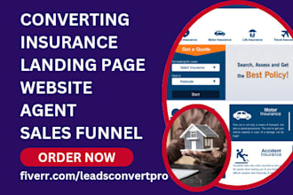 build insurance landing page insurance website insurance lead agent sales funnel