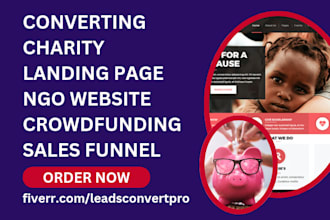 design ngo landing page charity website donation leads crowdfunding sales funnel