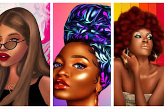 create beautiful african american character illustration