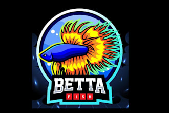 design high quality betta fish mascot esports logo with express delivery