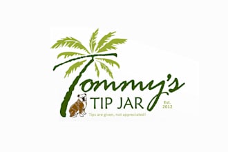 make super bull dog palm tree beach bar logo