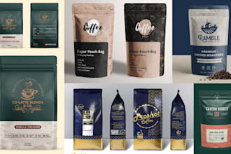 coffee label, coffee packaging design and coffee bag design coffee pouch