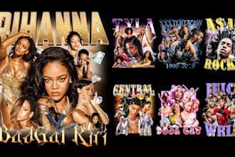 create vintage rap 90s bootleg t shirt design