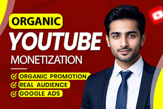 do complete organic youtube channel monetization promotion