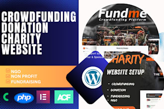 design donation, charity, crowdfunding wordpress php website