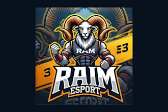 do awesome ram esport mascot logo with express delivery