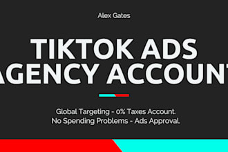create you tiktok agency ads account with your ads approved