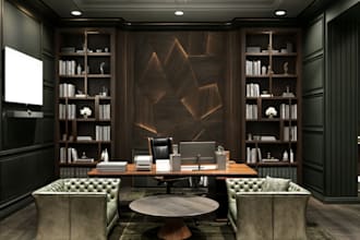 professional office interior design with 3d visualization