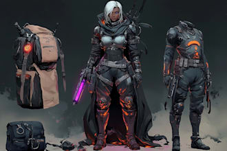 design cyberpunk and fantasy character splash art