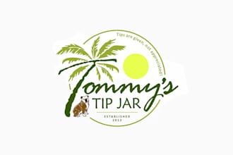 make awesome bull dog palm tree beach bar logo