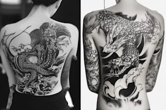 draw unique custom tattoo any tattoo design, tattoo artist