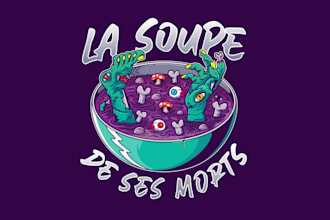 design haunted soup illustration logo