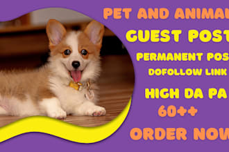 publish a guest post on da 60 pets and animals niche sites dofollow backlink