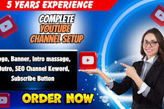 create youtube channel with logo, banner, intro, outro, SEO