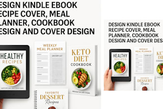 design kindle ebook recipe cover, meal planner, cookbook design and cover design