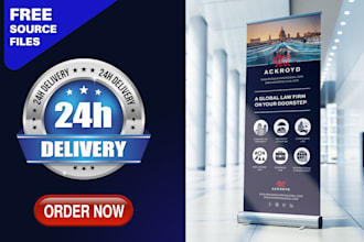 design roll up banner, retractable banner, pull up or roller banner