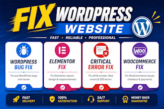 fix wordpress issue, fix wordpress error, bugs, fix wordpress website