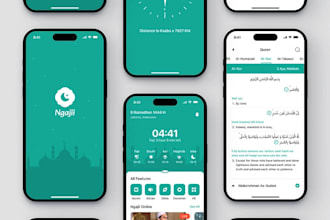 create islamic prayer time app, quran learning app, quran audio app, hadith app
