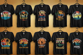 create hiking, summer, custom retro vintage t shirt design
