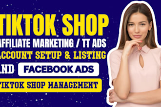 setup tiktok shop, manage tiktok facebook shop, affiliate marketing tiktok ads