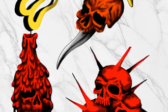 do create a tattoo ilustration flash sheet in colors
