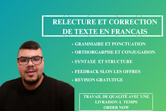 je vais relire et corriger tous vos documents en francais
